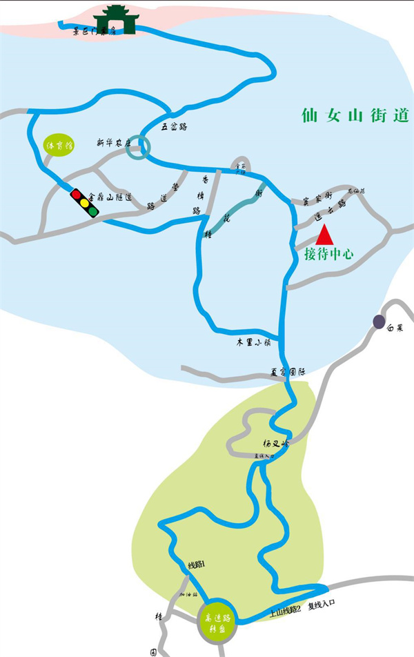 武隆城區至仙女山門票房線路圖