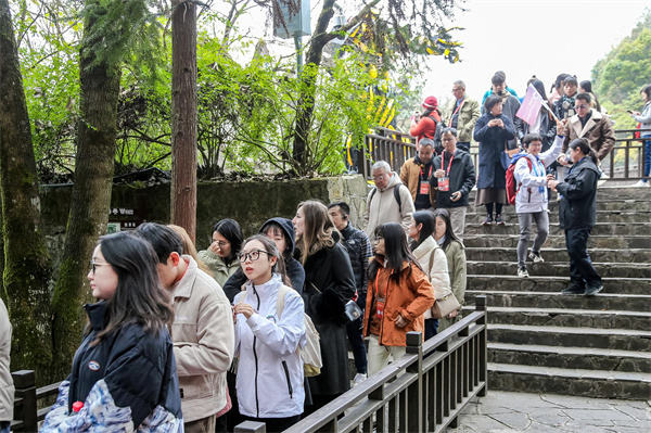 旅行商代表有序進入天生三橋景區參觀